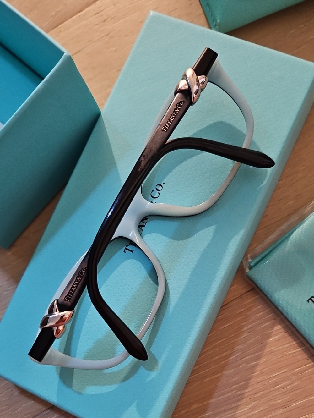Tiffany & Co. Black Cat-Eye Glasses with Signature Tiffany Blue Case - Picture 8 of 9